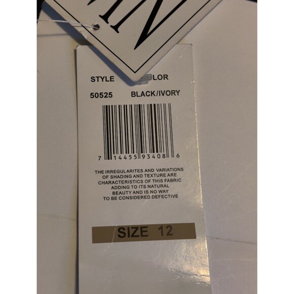NW Collections Party Dress Spaghetti Strap Lined Black/Ivory Size 12 - Picture 6 of 12